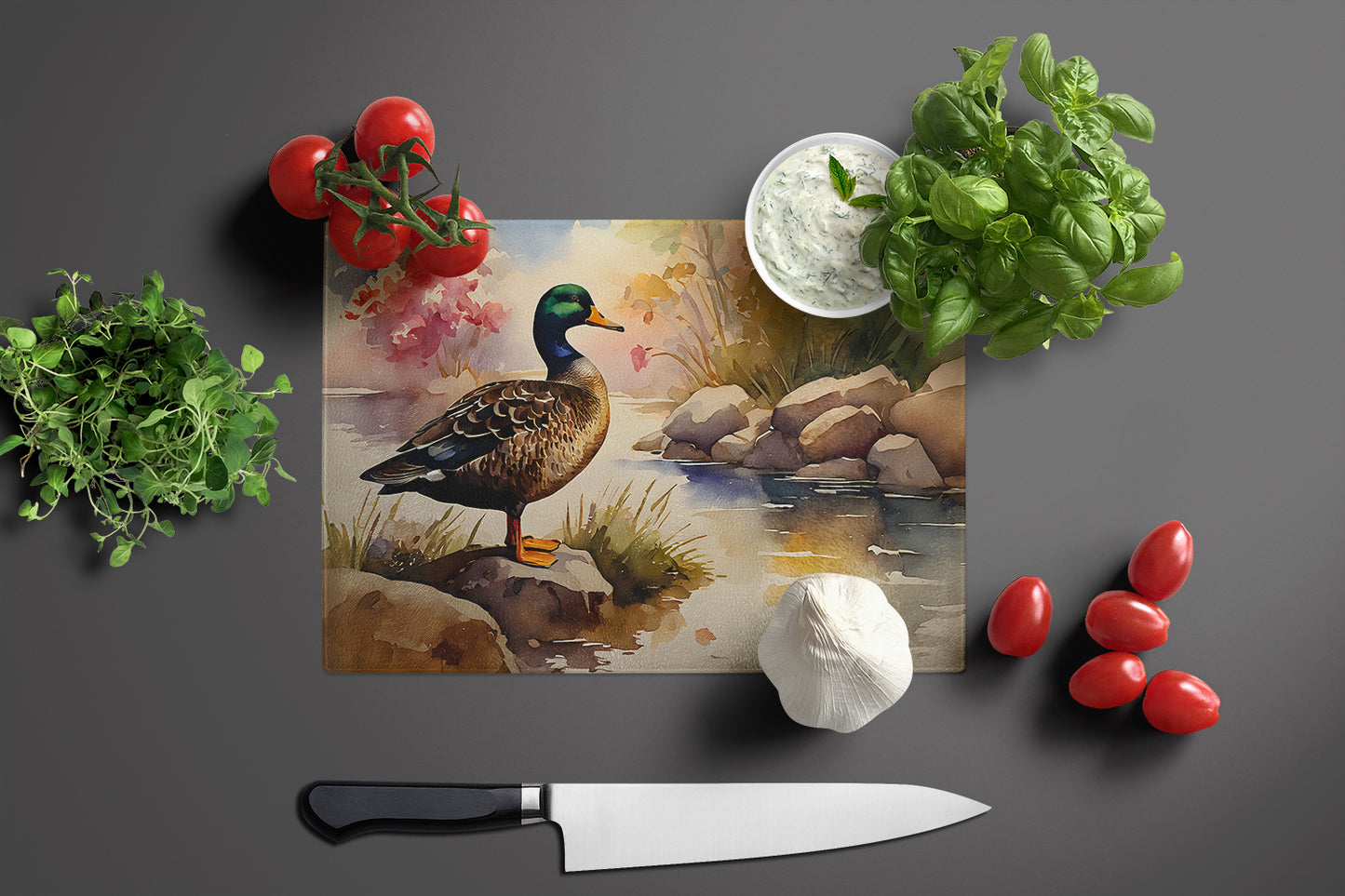 American Black Duck Glass Cutting Board