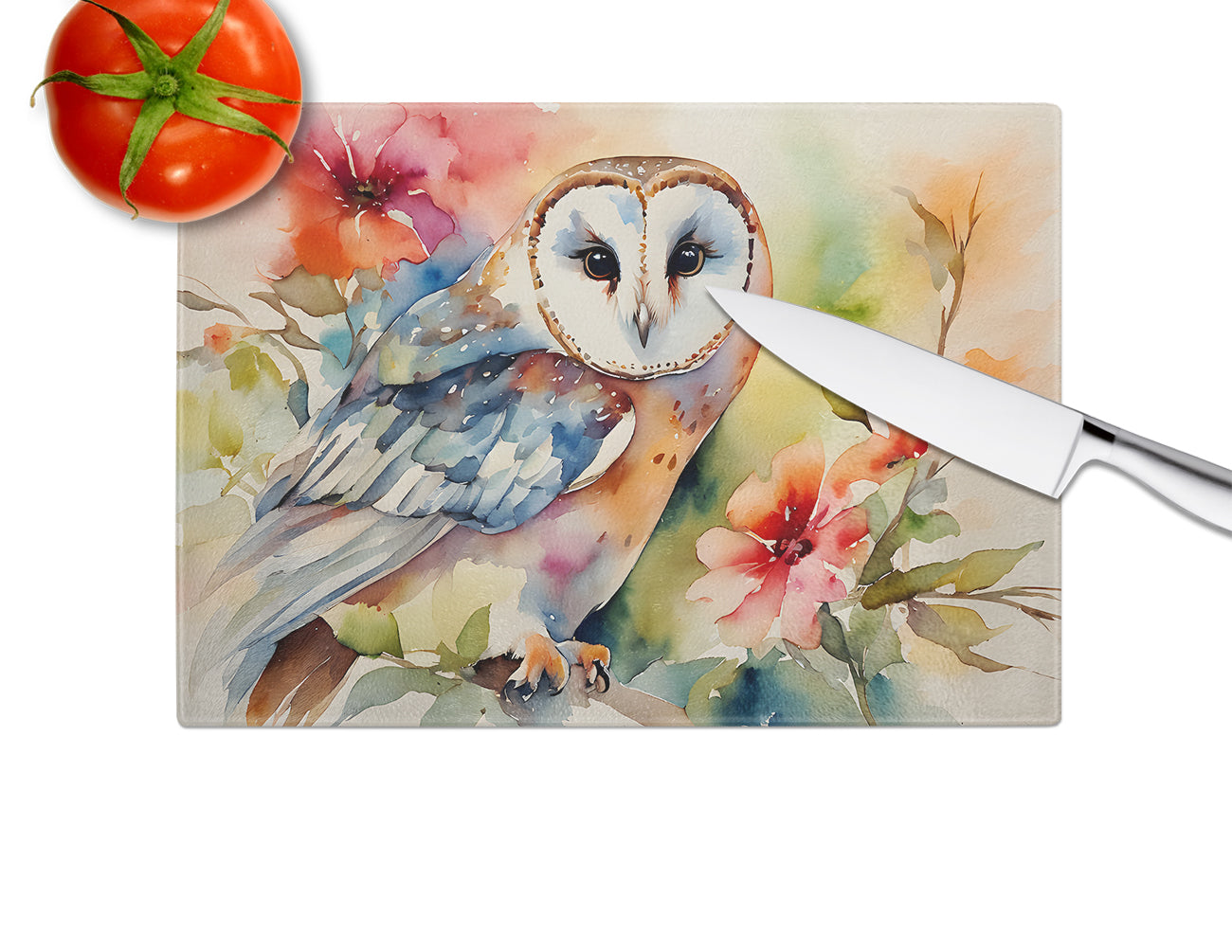 Barn Owl Glass Cutting Board