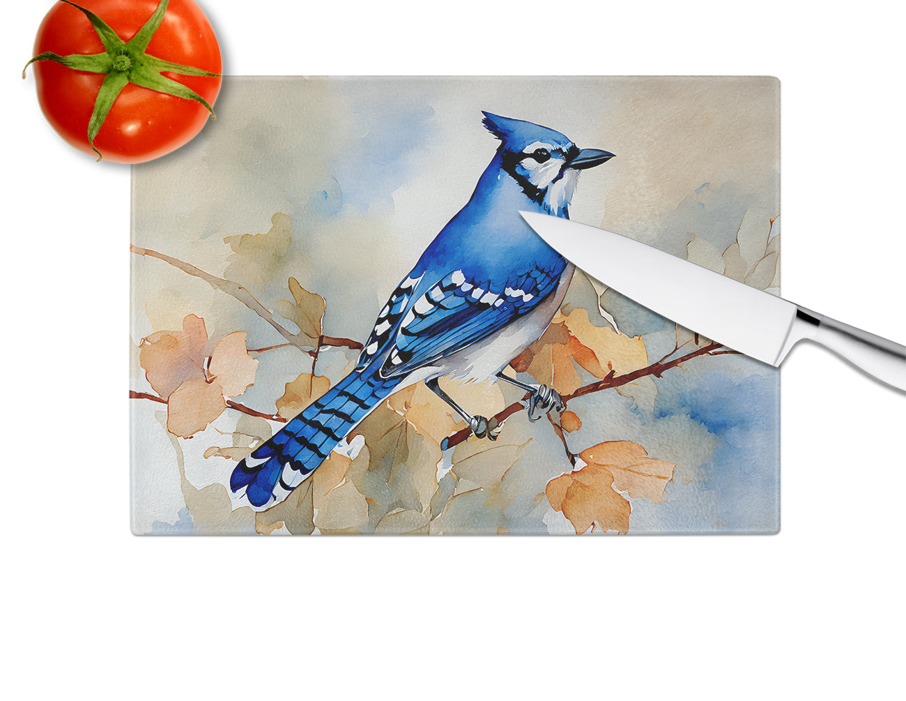 Blue Jay Glass Cutting Board