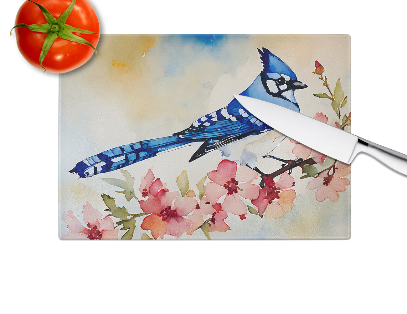 Blue Jay Glass Cutting Board