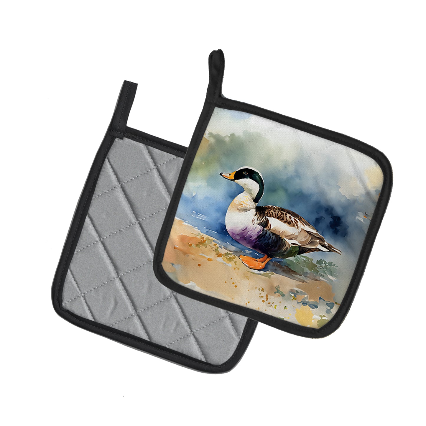 Common Eider Duck Pair of Pot Holders