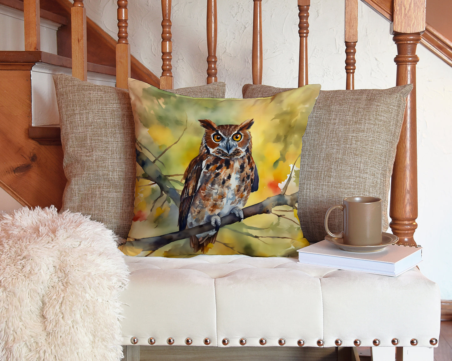 Eastern Screech Owl Throw Pillow