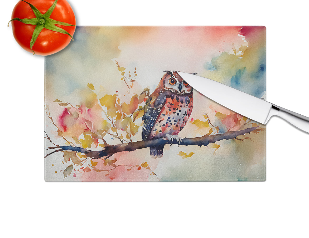 Elf Owl Glass Cutting Board