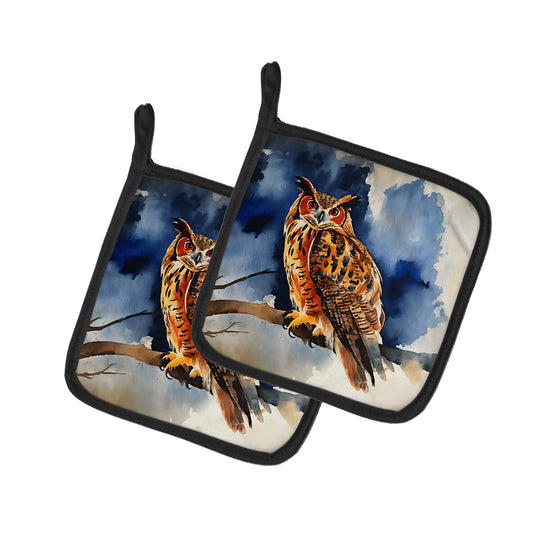 Buy this Eurasian Eagle Owl Pair of Pot Holders