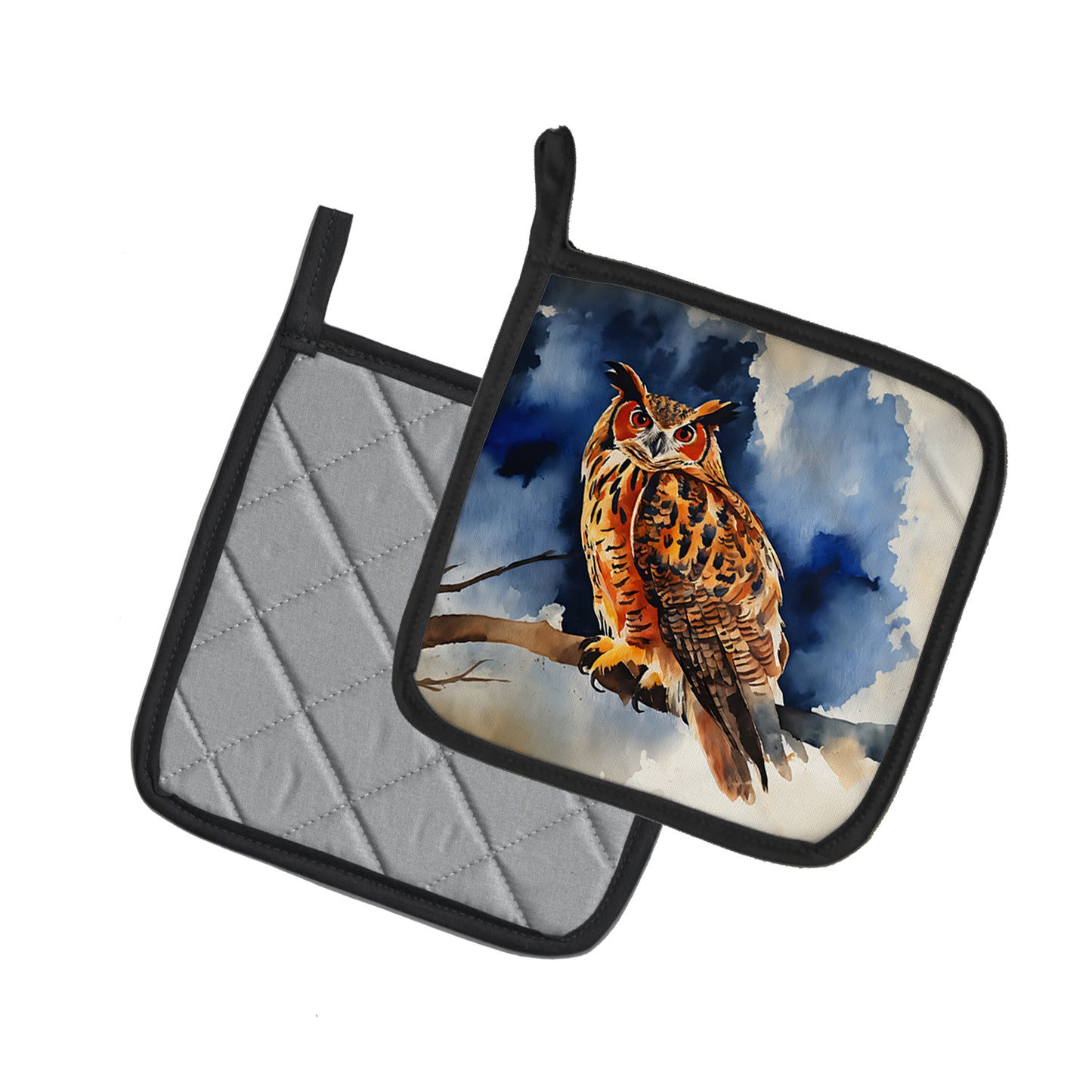 Eurasian Eagle Owl Pair of Pot Holders