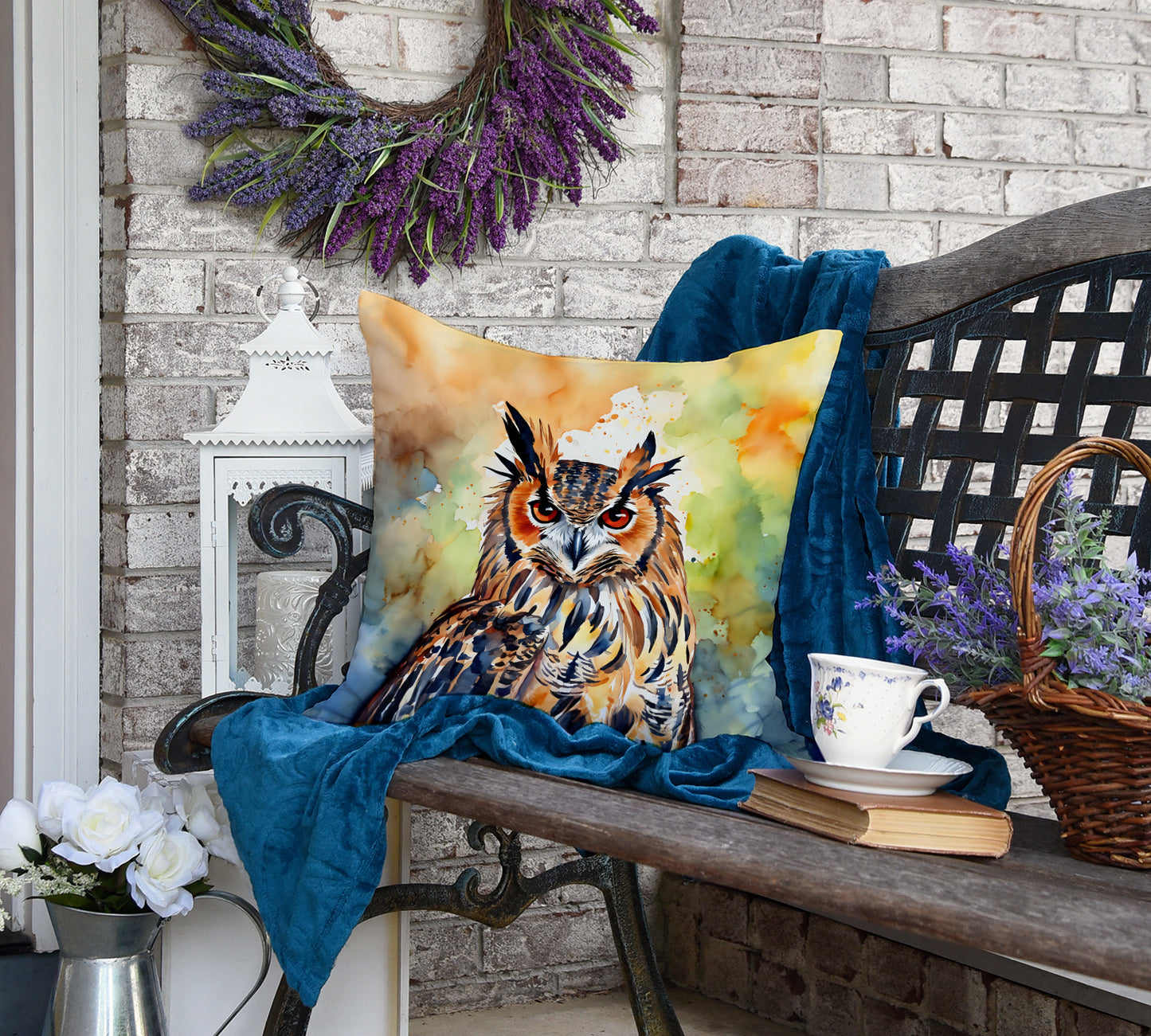 Eurasian Eagle Owl Throw Pillow