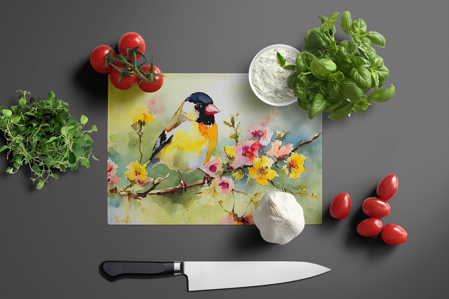 Goldfinch Glass Cutting Board