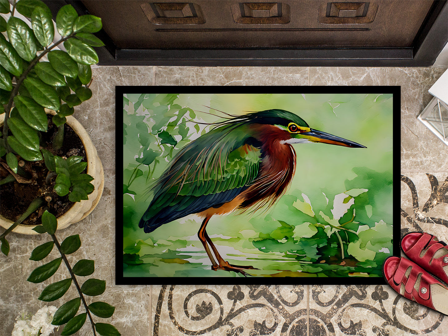 Green Heron Doormat