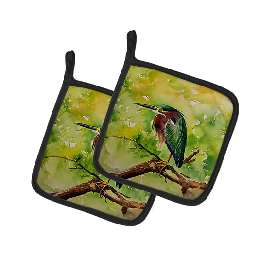 Buy this Green Heron Pair of Pot Holders