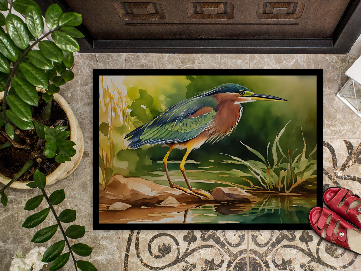 Green Heron Doormat