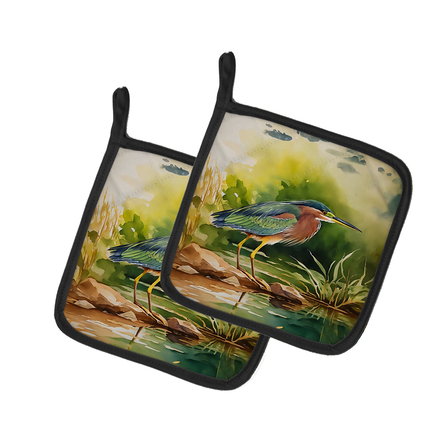 Buy this Green Heron Pair of Pot Holders