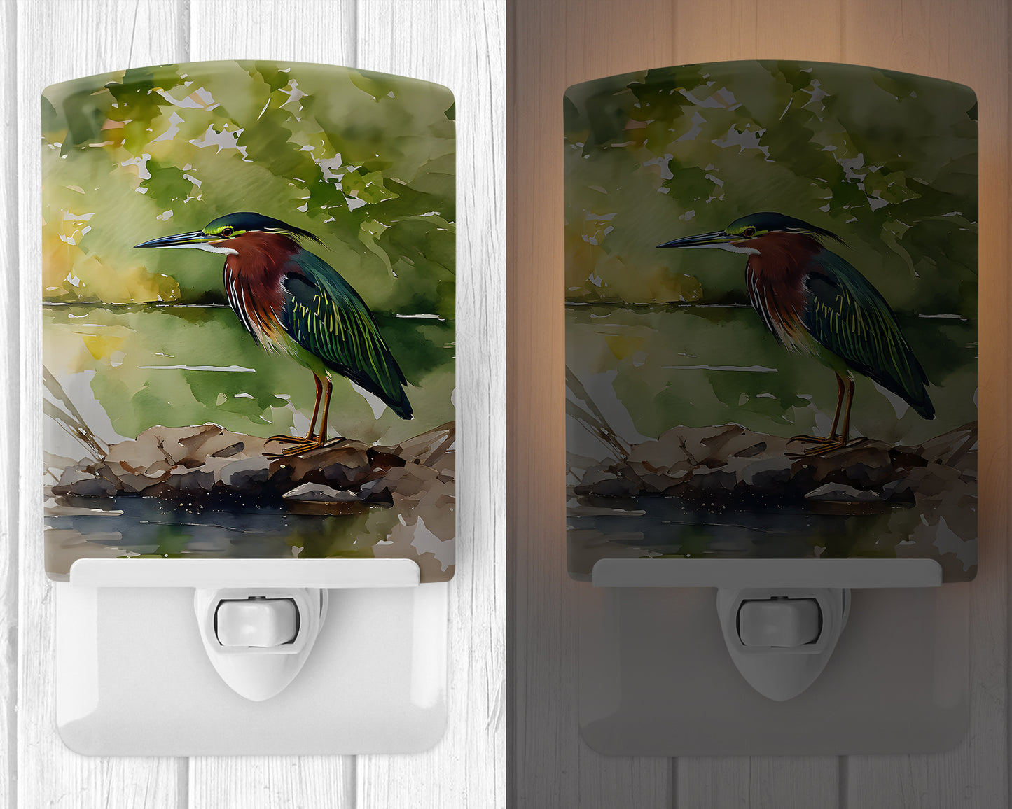 Green Heron Ceramic Night Light