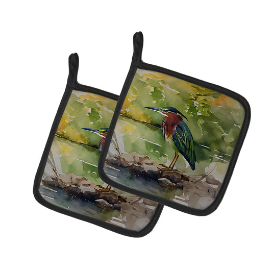 Buy this Green Heron Pair of Pot Holders