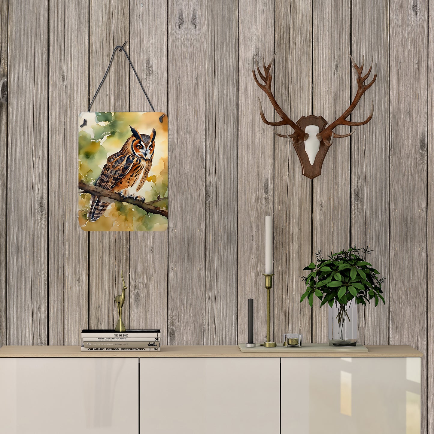 Long-Eared Owl Wall or Door Hanging Prints