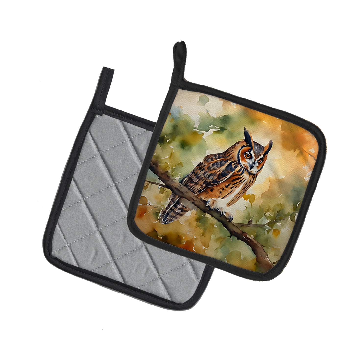 Long-Eared Owl Pair of Pot Holders