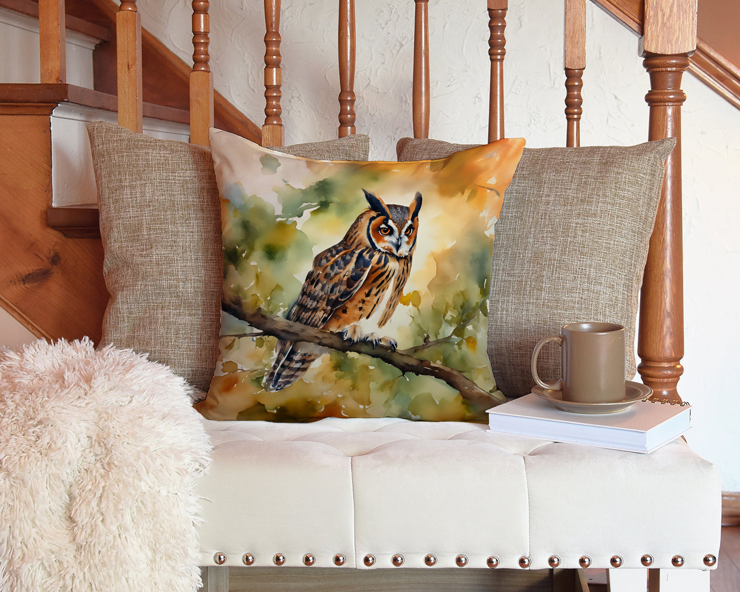 Long-Eared Owl Throw Pillow