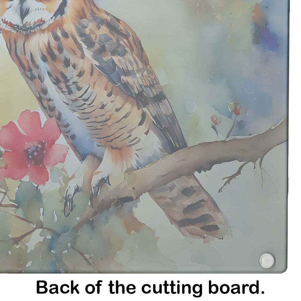 Long-Eared Owl Glass Cutting Board