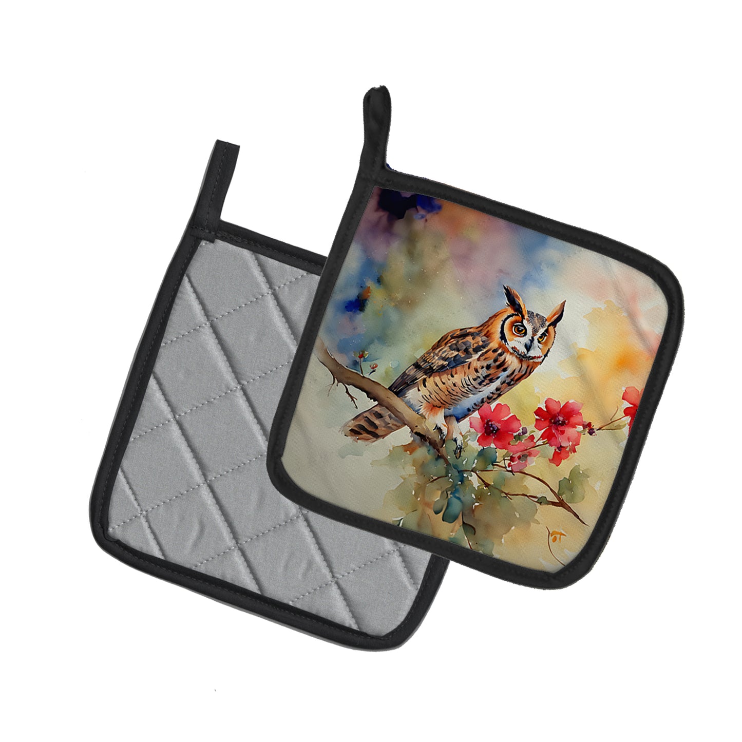 Long-Eared Owl Pair of Pot Holders