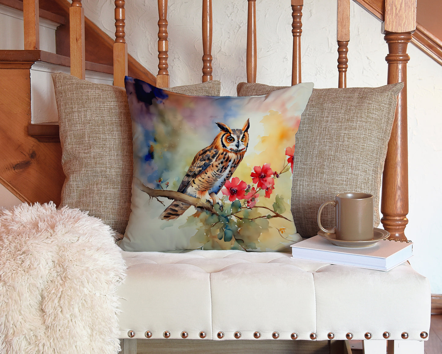 Long-Eared Owl Throw Pillow