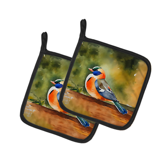 Buy this Mandarin Duck Pair of Pot Holders