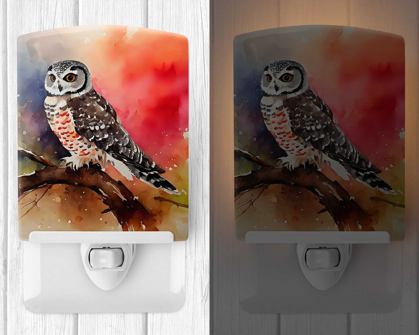 Northern Hawk Owl Ceramic Night Light