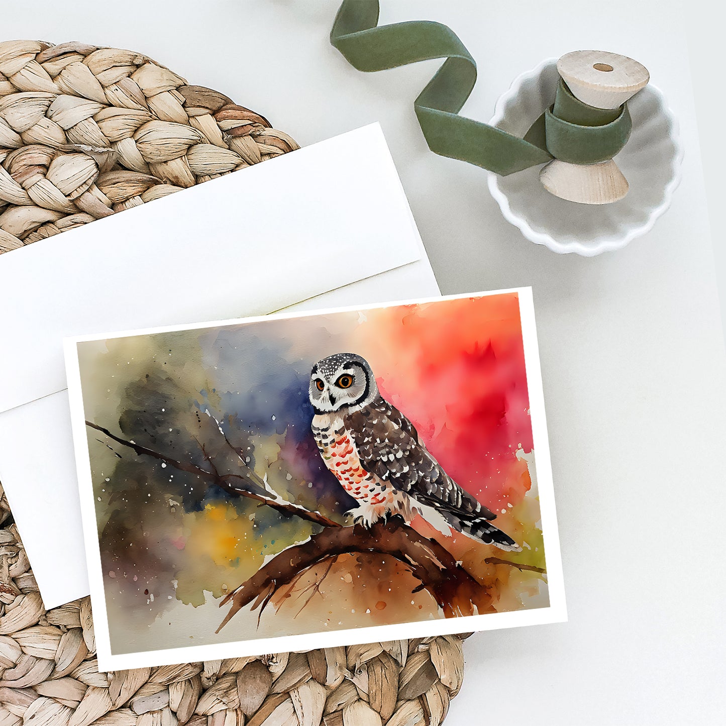 Northern Hawk Owl Greeting Cards Pack of 8