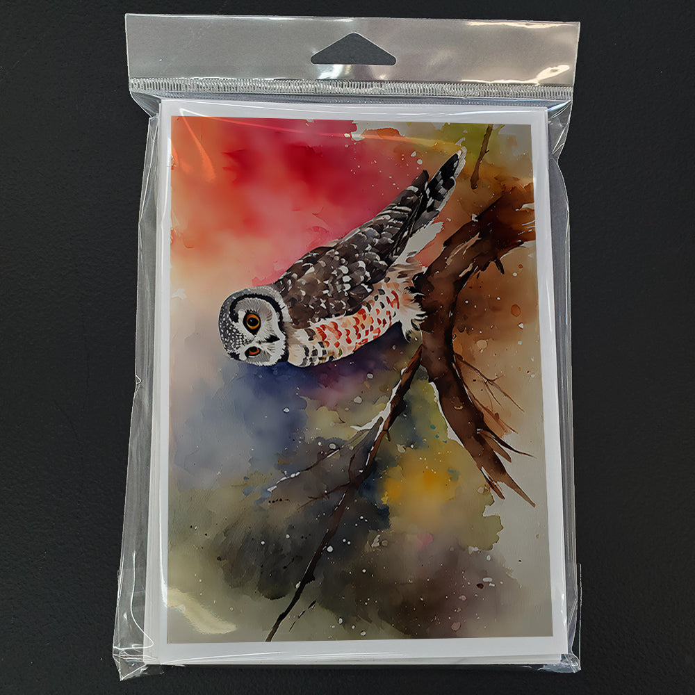 Northern Hawk Owl Greeting Cards Pack of 8