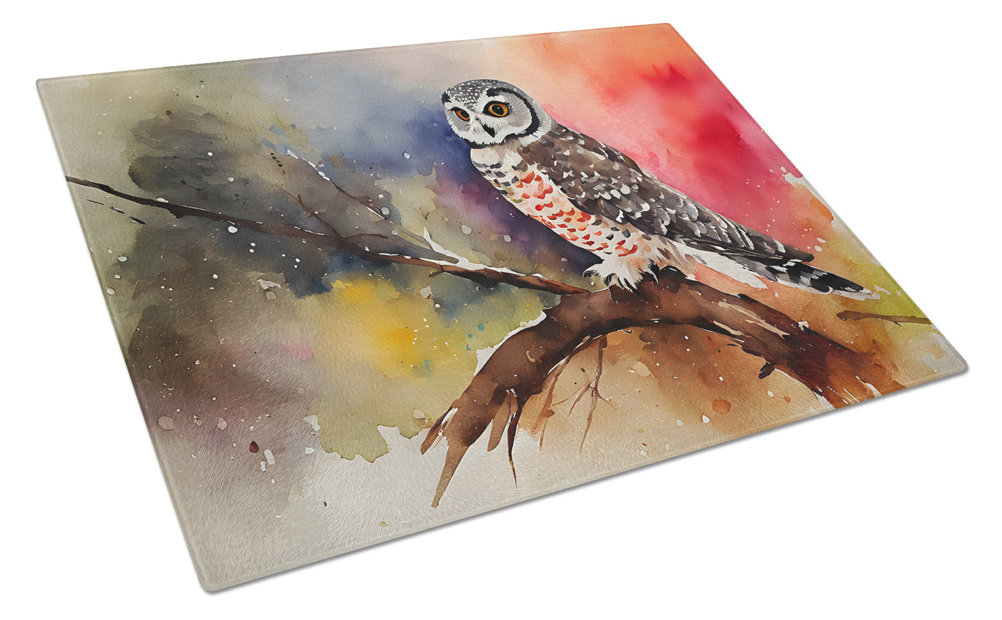 Buy this Northern Hawk Owl Glass Cutting Board