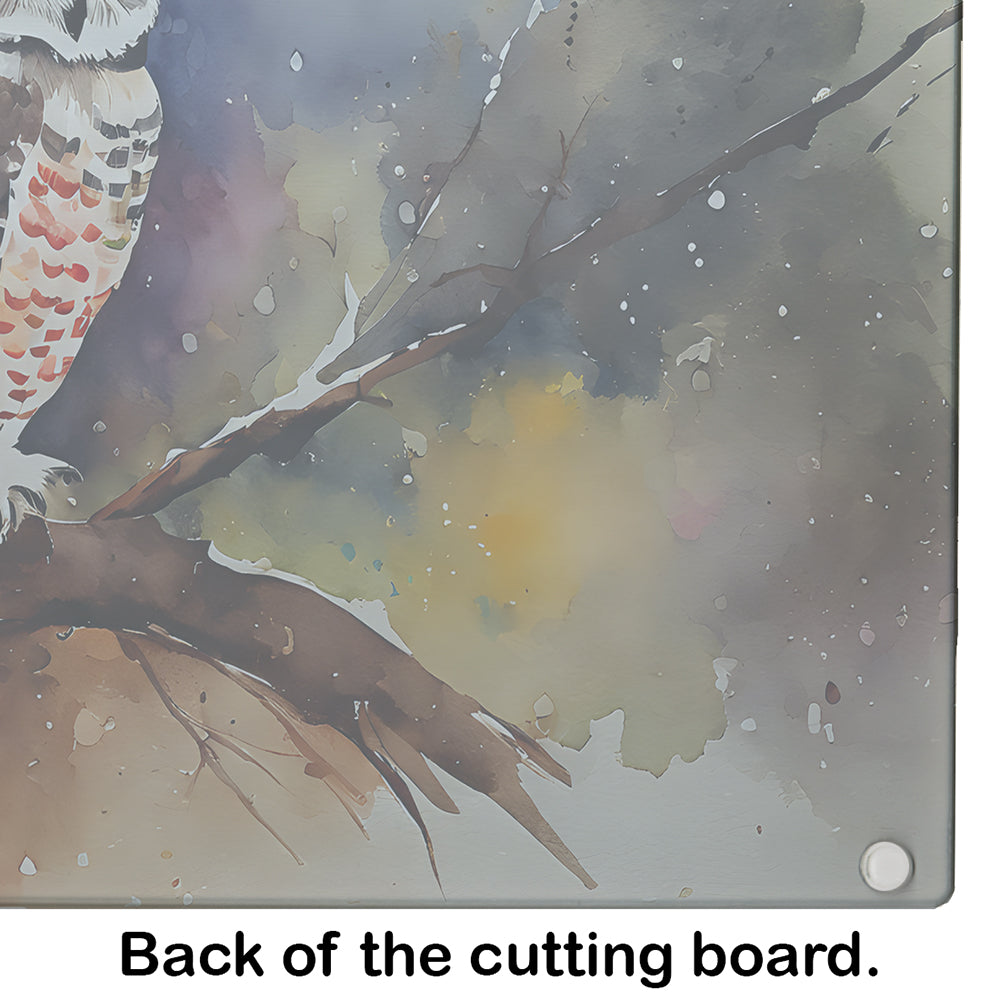 Northern Hawk Owl Glass Cutting Board