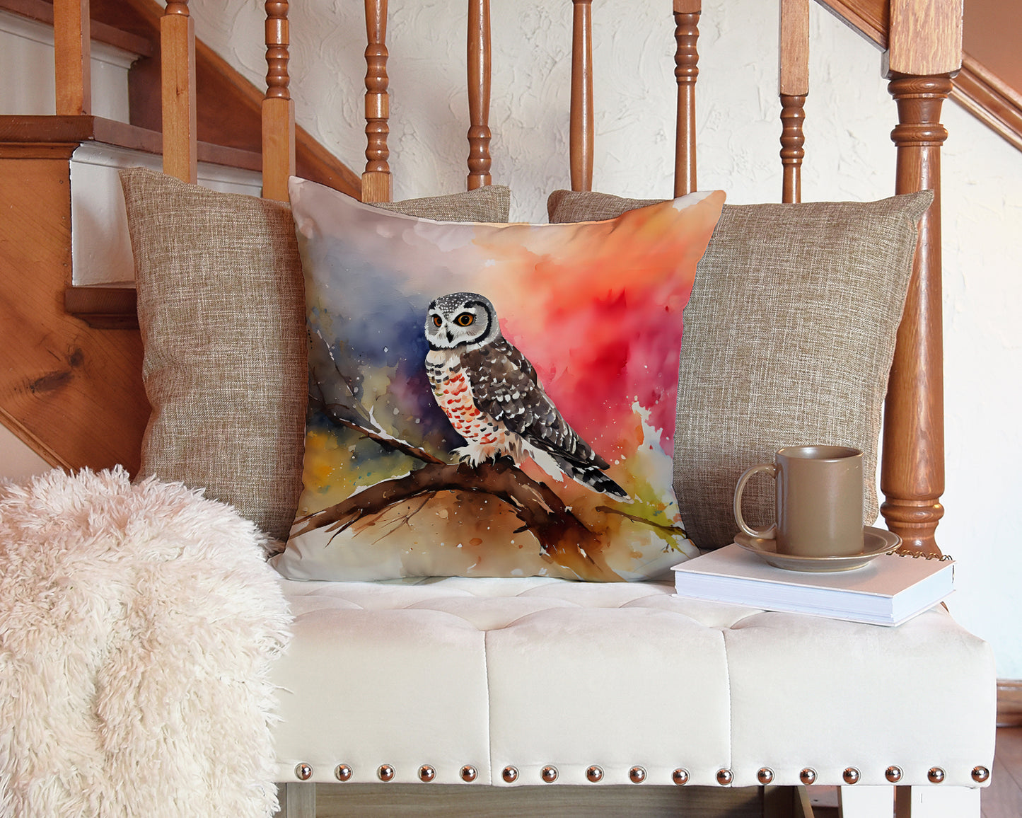 Northern Hawk Owl Throw Pillow