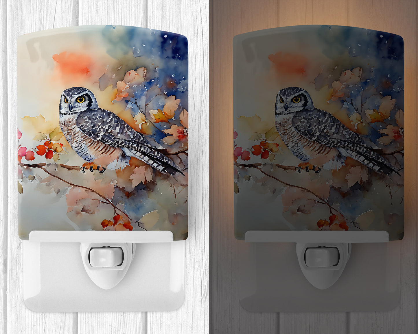 Northern Hawk Owl Ceramic Night Light