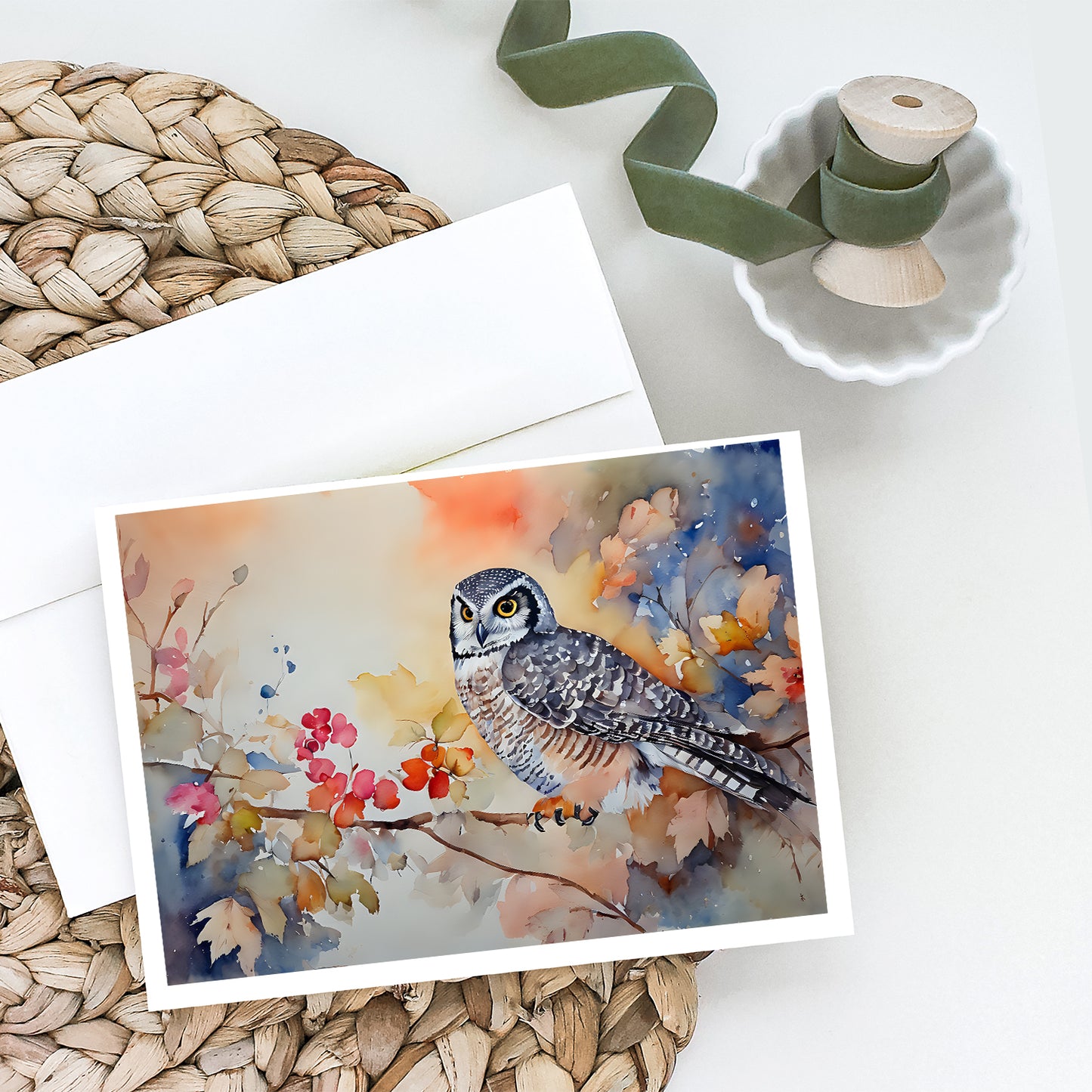 Northern Hawk Owl Greeting Cards Pack of 8