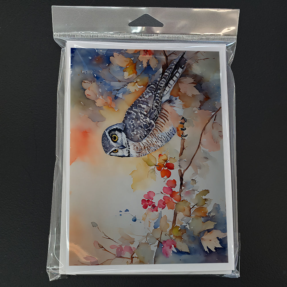 Northern Hawk Owl Greeting Cards Pack of 8