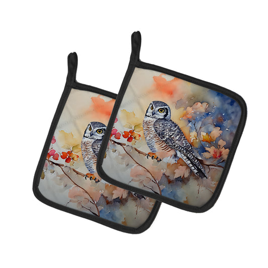 Buy this Northern Hawk Owl Pair of Pot Holders