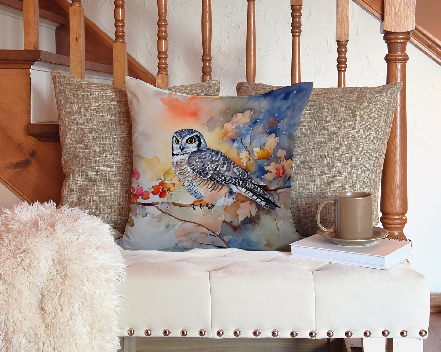 Northern Hawk Owl Throw Pillow