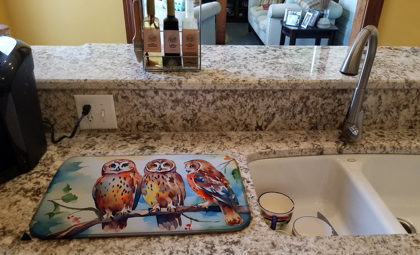 Owls Dish Drying Mat