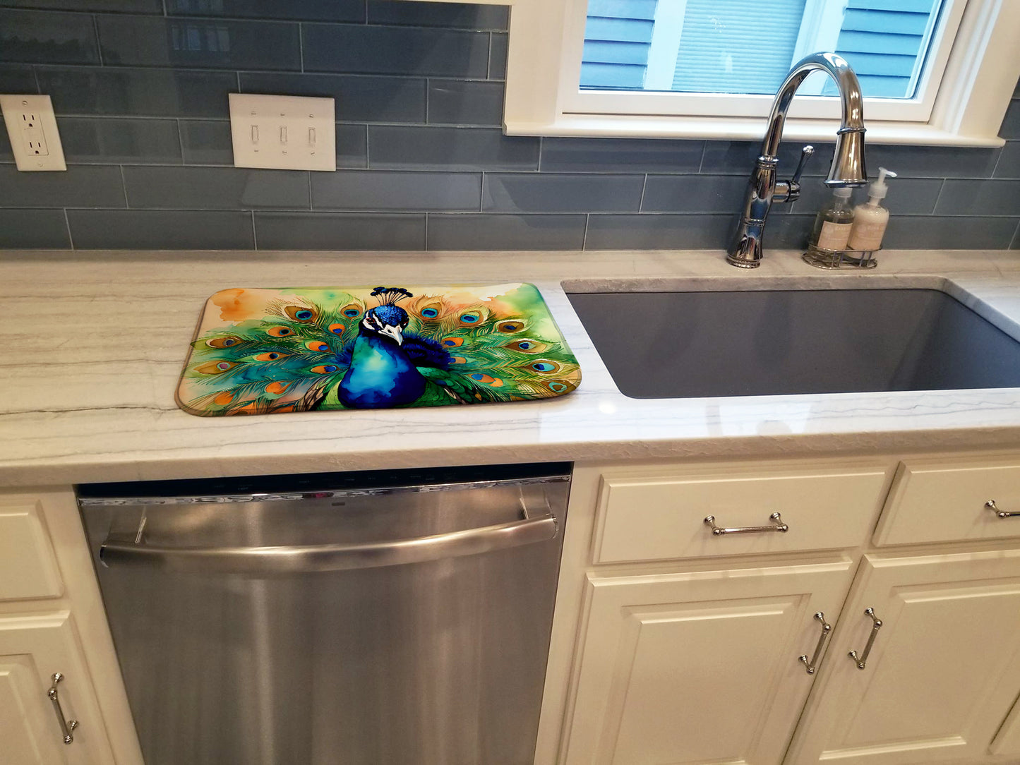 Peacock Dish Drying Mat