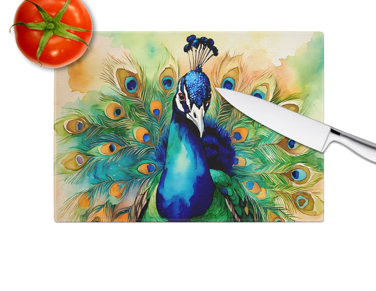 Peacock Glass Cutting Board