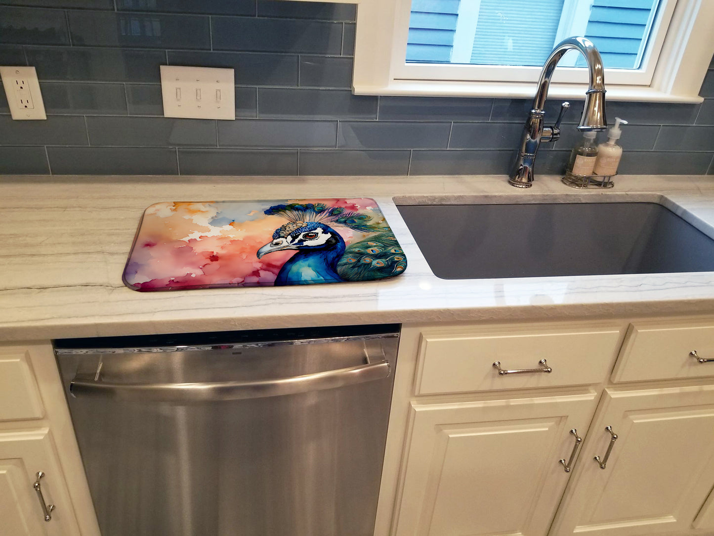 Peacock Dish Drying Mat