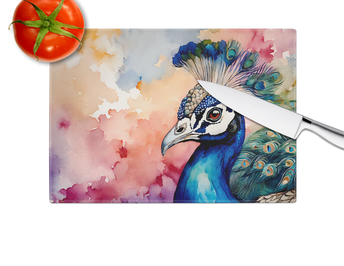 Peacock Glass Cutting Board