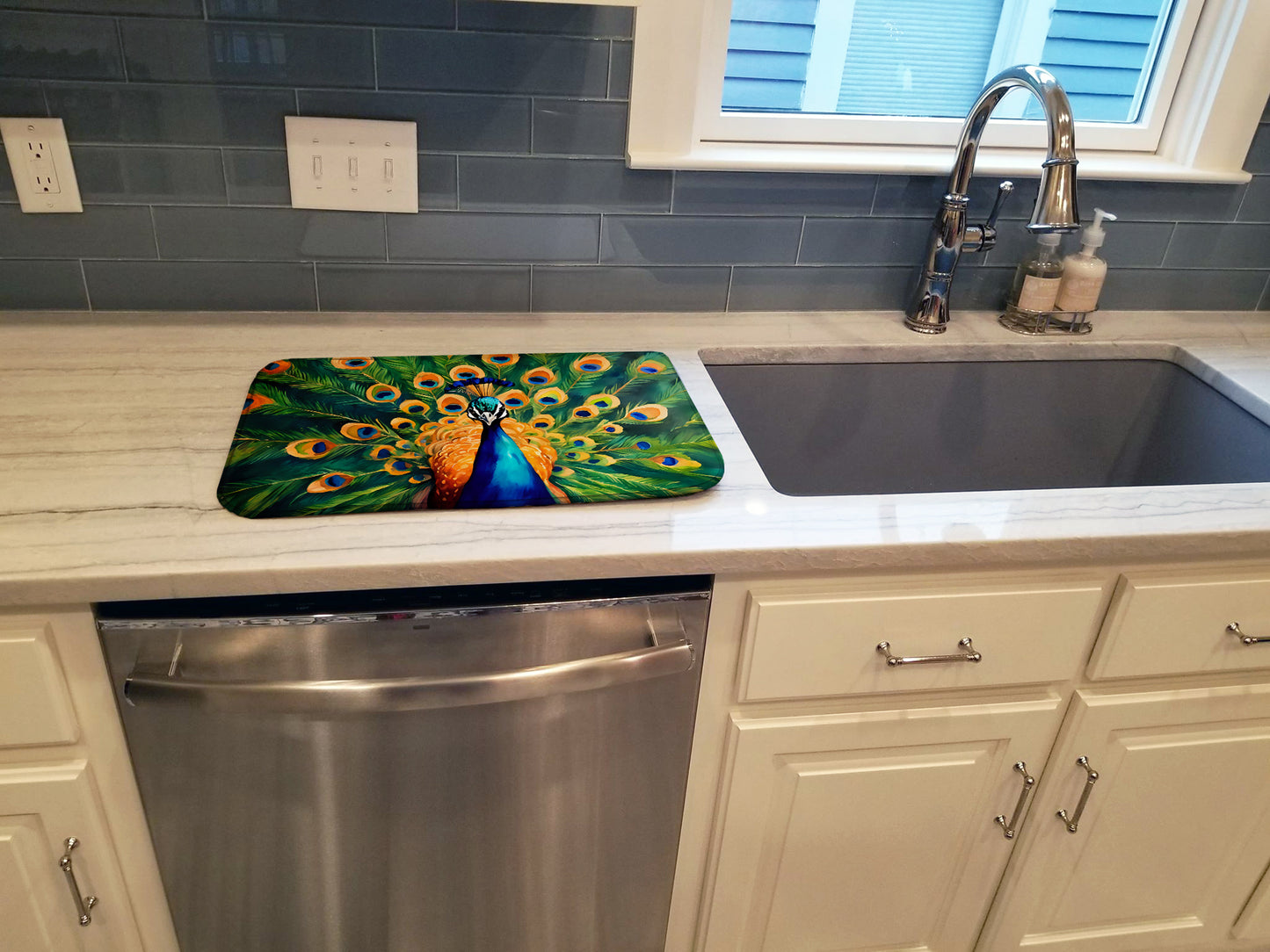 Peacock Dish Drying Mat