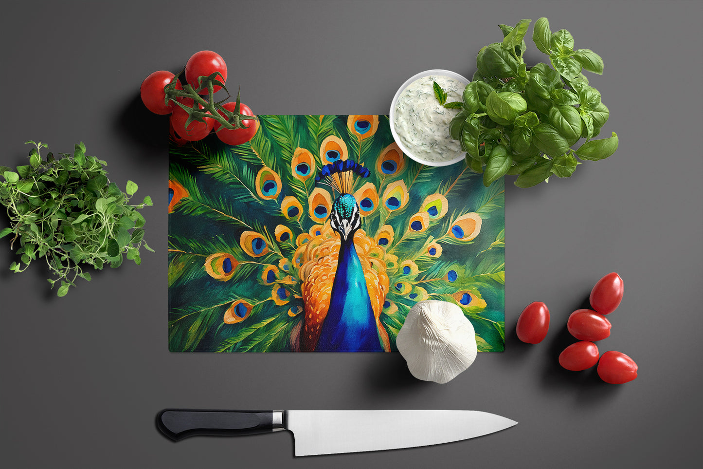 Peacock Glass Cutting Board