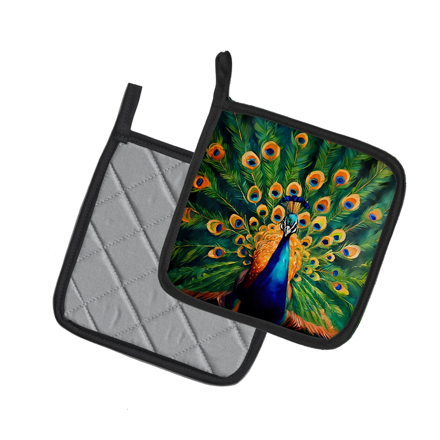 Peacock Pair of Pot Holders