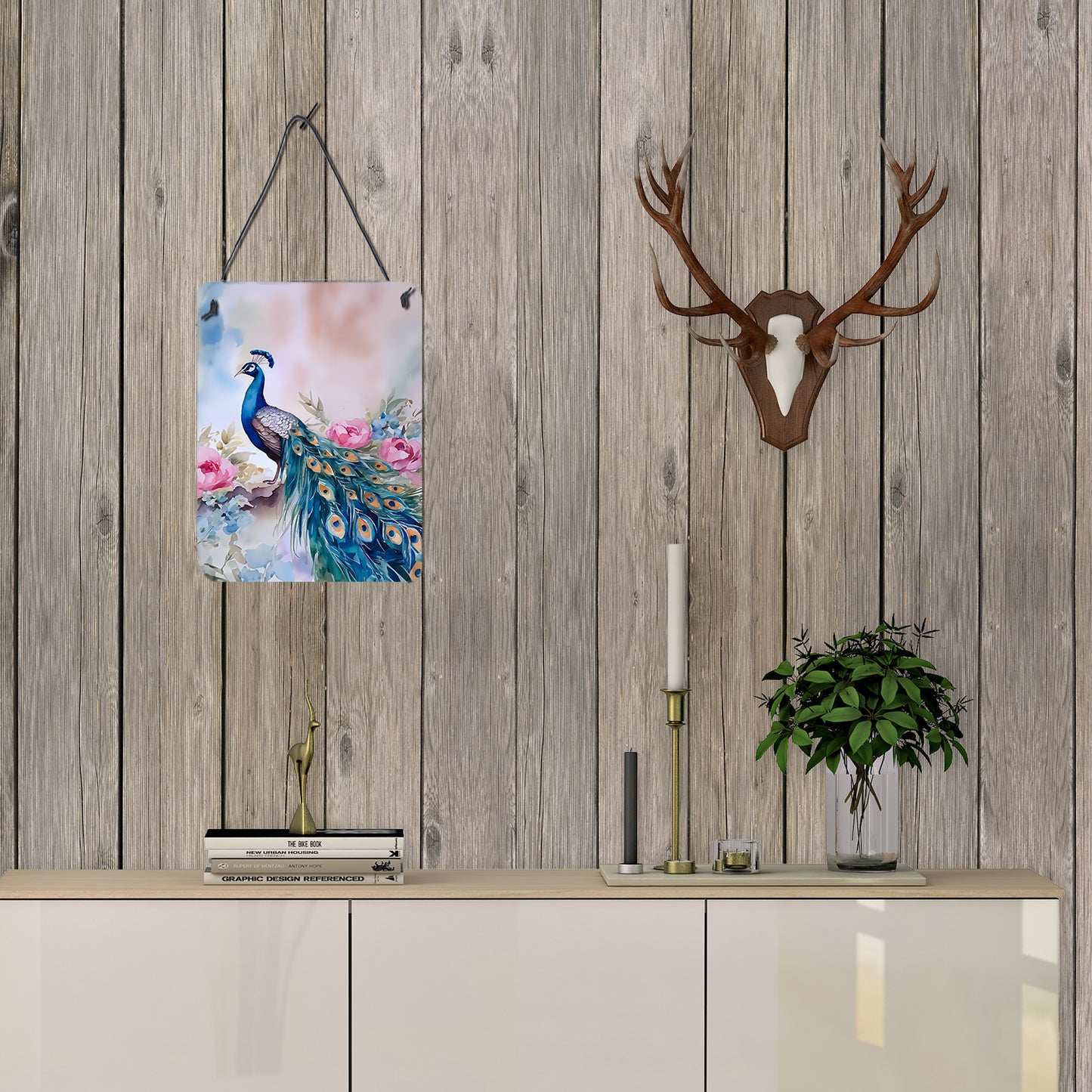 Peacock Wall or Door Hanging Prints