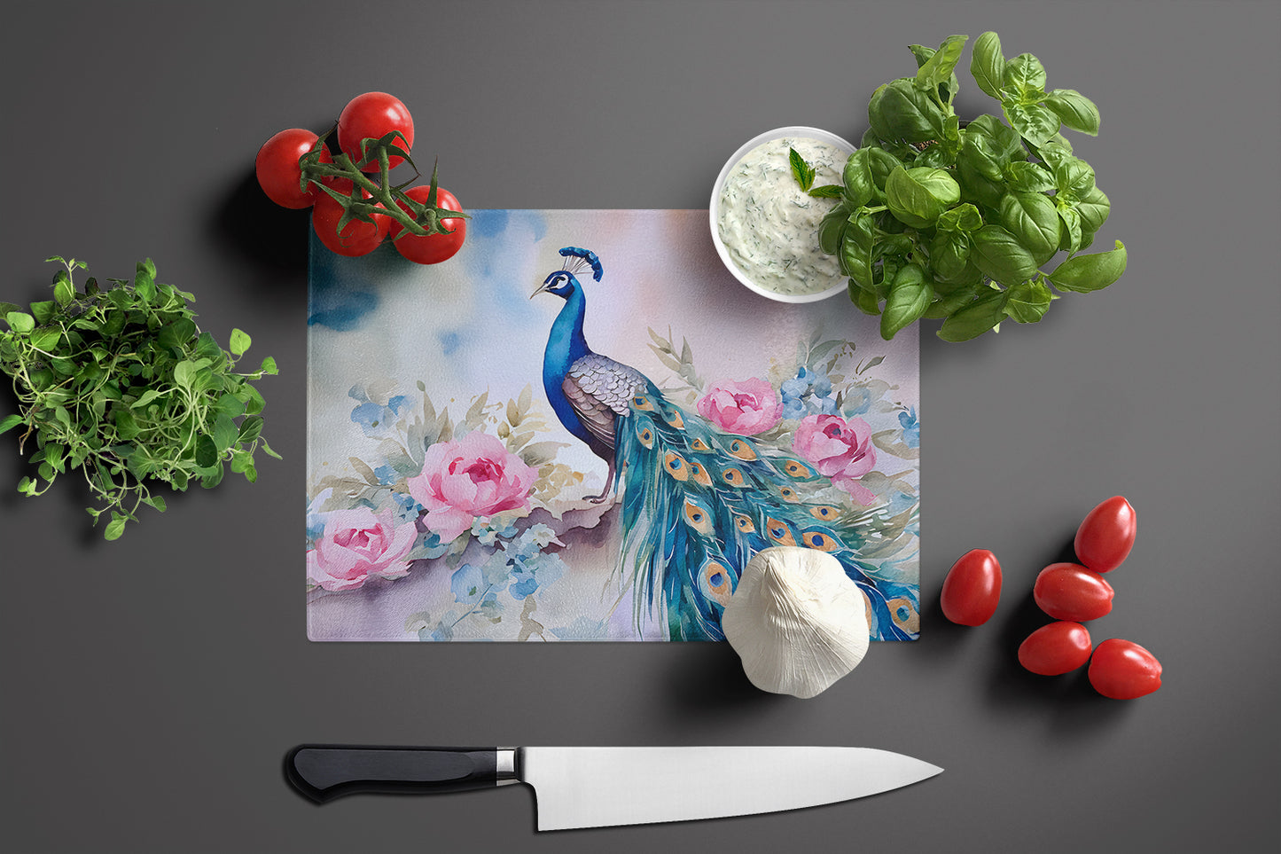 Peacock Glass Cutting Board