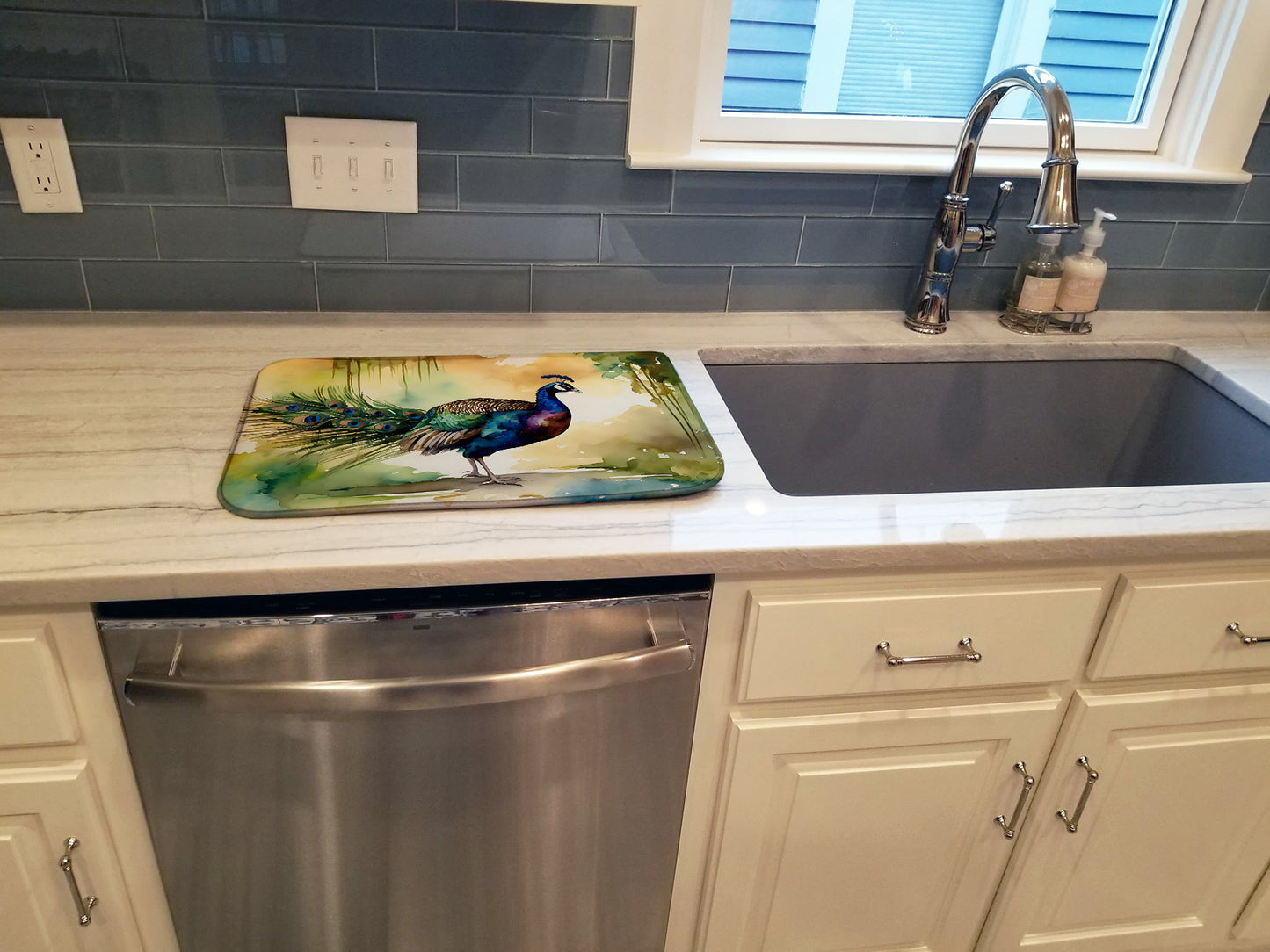 Peacock Dish Drying Mat