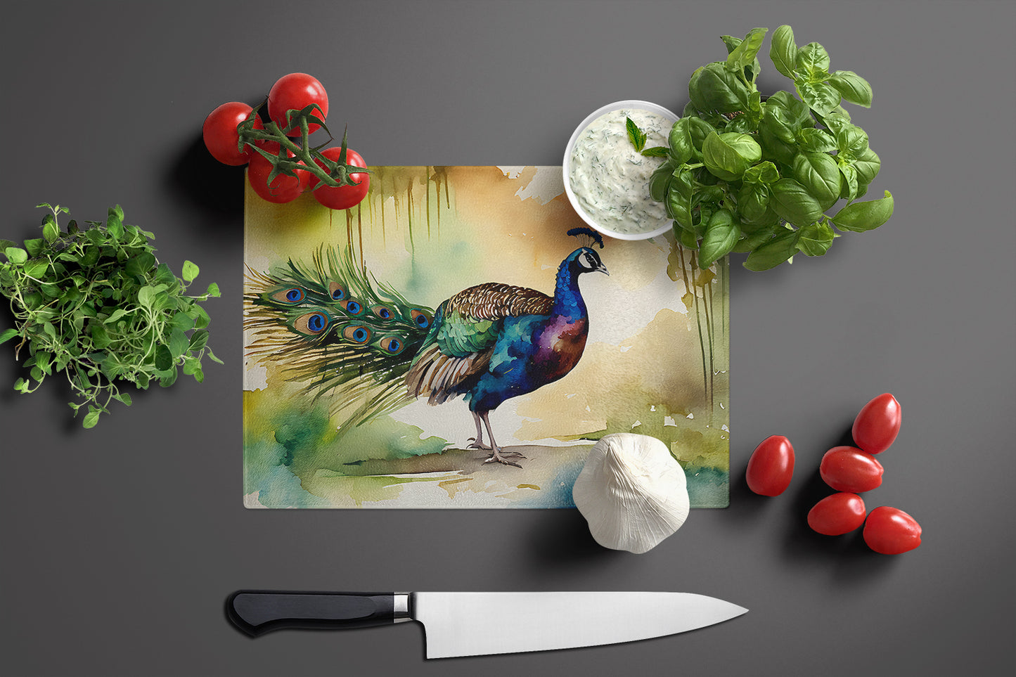 Peacock Glass Cutting Board