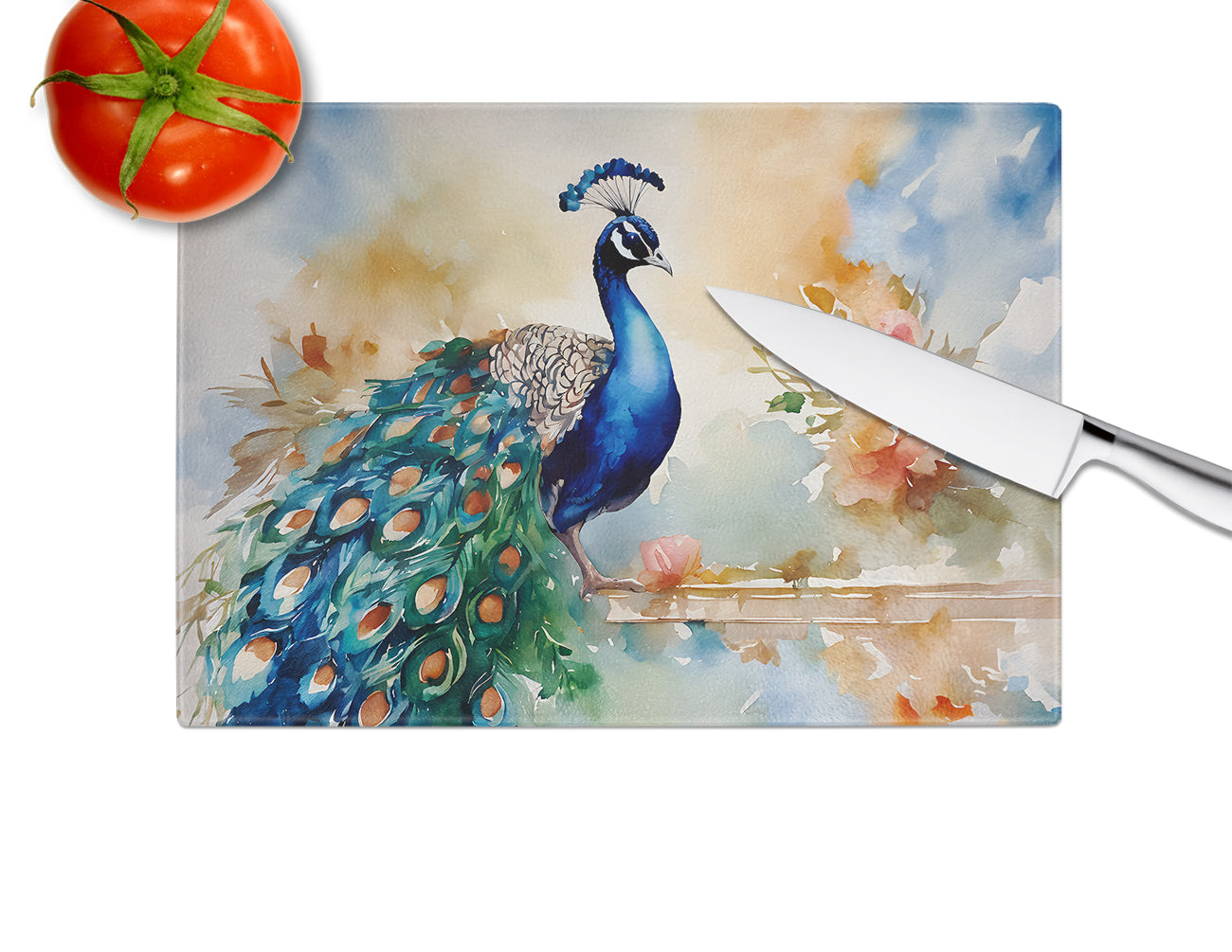 Peacock Glass Cutting Board