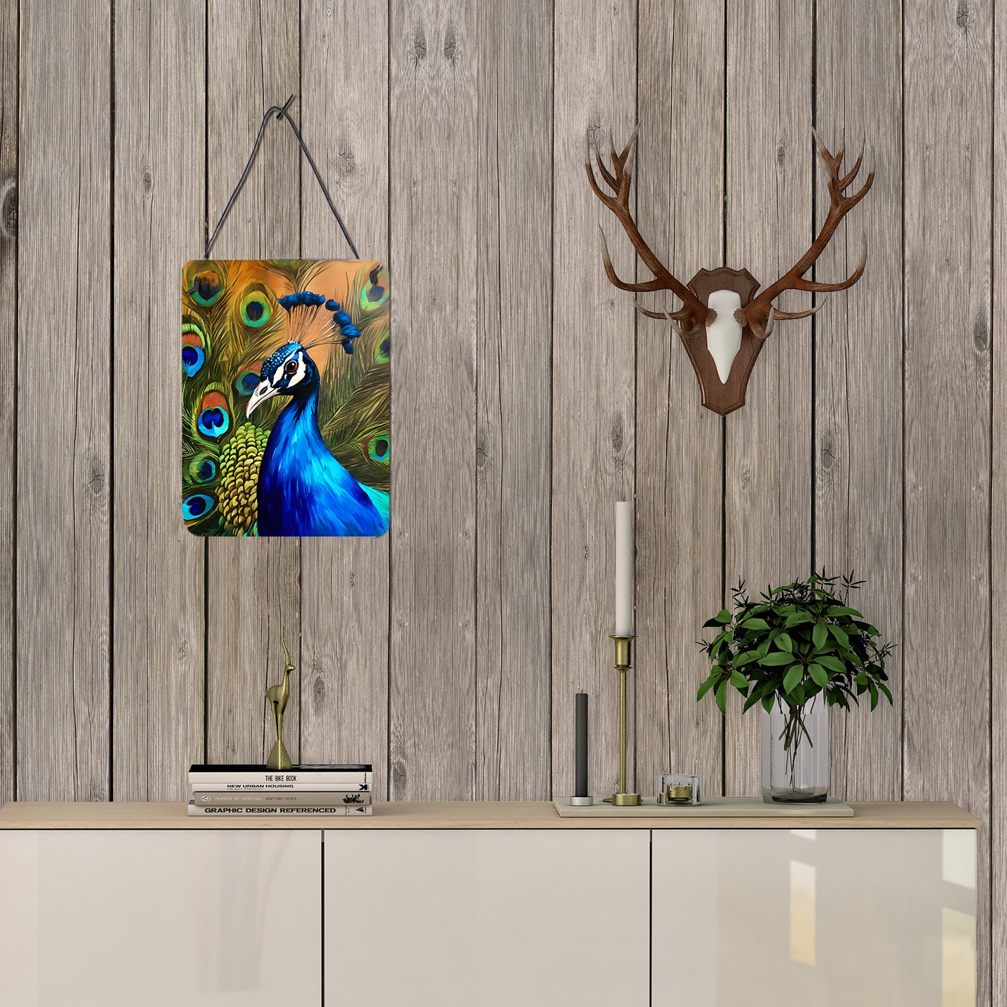 Peacock Wall or Door Hanging Prints