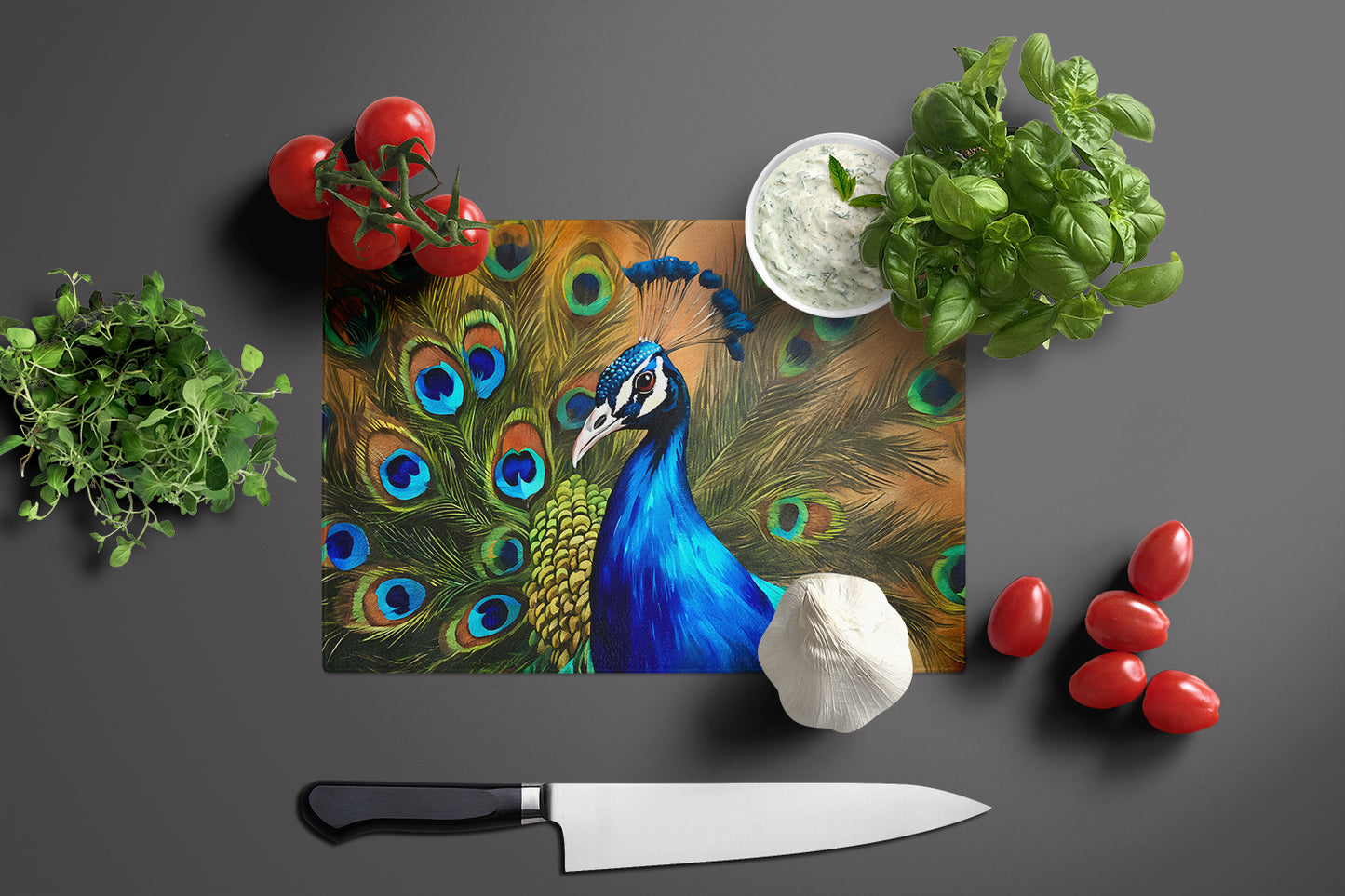 Peacock Glass Cutting Board